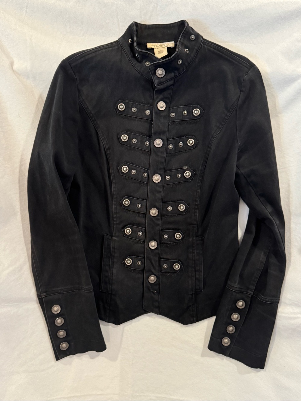 Arden B Vintage Royal underground Denim Black Military-Style Buttonfront Jacket